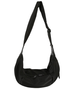 Slouchy Nylon Shoulder Bag Hobo LHU478 BLACK